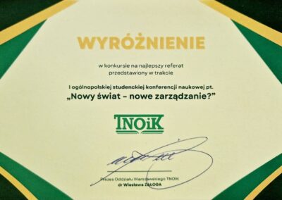 Nowy świat – Nowe Zarządzanie   Wyróżnienie